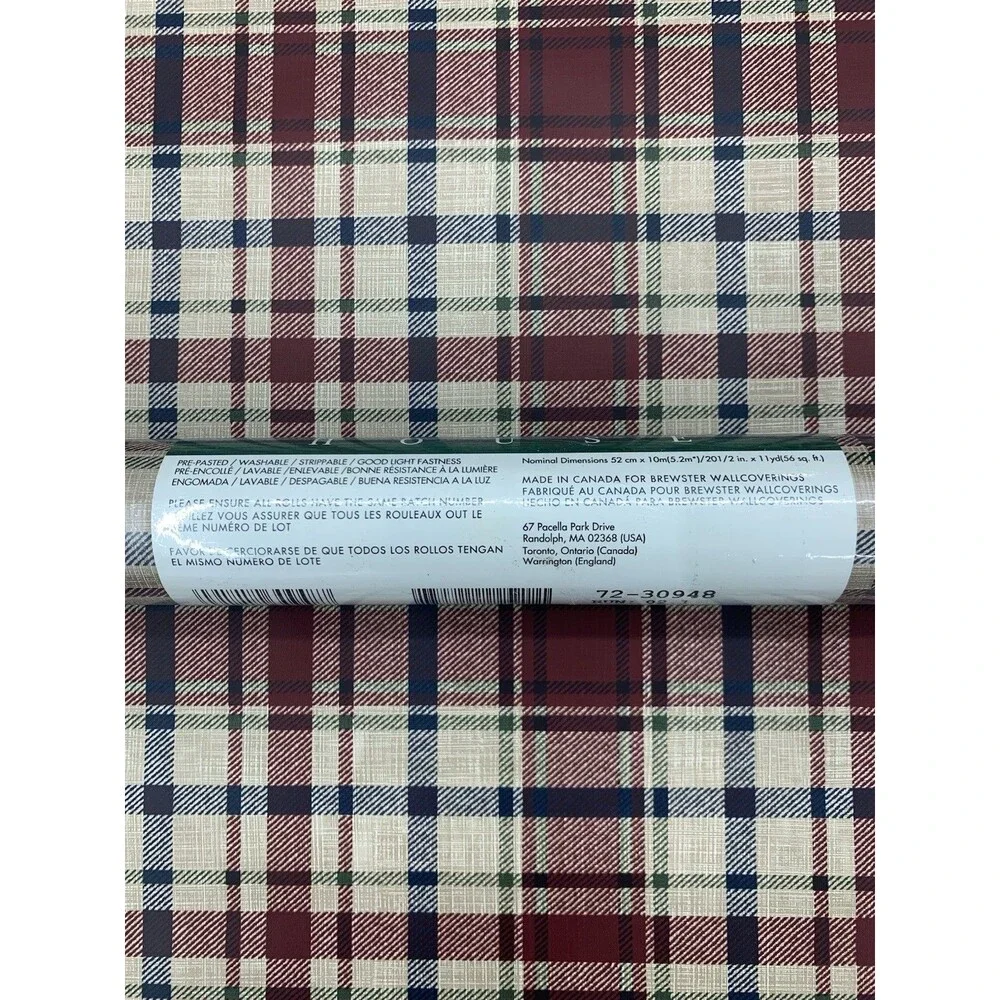 Beacon House Tartan Plaid Wallpaper 72-30948, 20.5” X 11yds